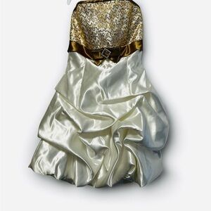 Jessica McClintock Gold and Cream Dress